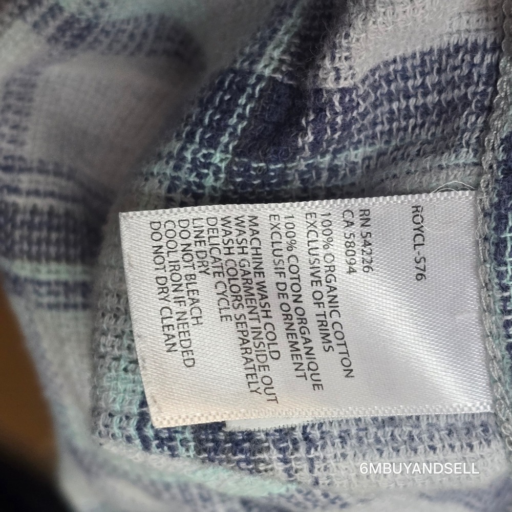 Royal Robbins Mens XL Blue Green Plaid Organic Cotton Relaxed Fit Shirt Y721005 - Picture 9 of 12